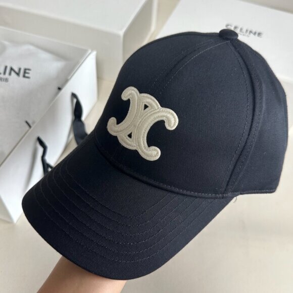Celine Navy Cap with Cream Logo - Picture 4 of 6